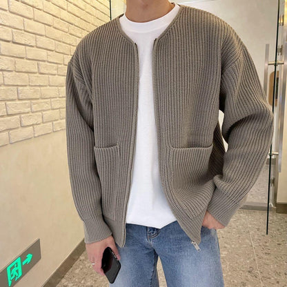 Men's Lined Zip-Up Knit Cardigan with Funnel Neck (photo 2)
