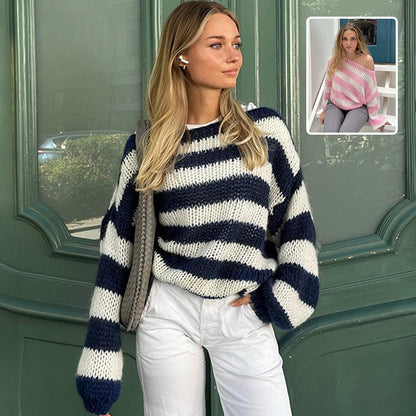 Women's Loose Striped Pullover Sweater