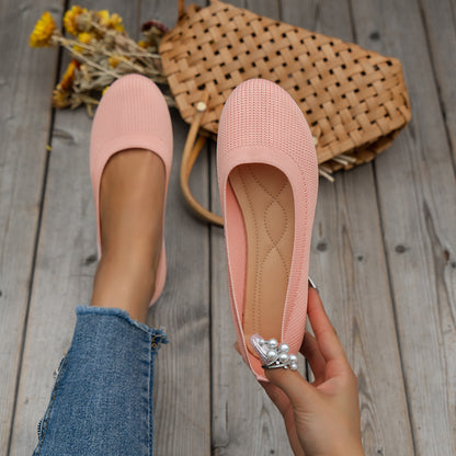 Women's Round-Toe Knit Mesh Slip-On Flats (photo 6)
