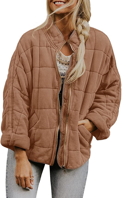 Women's Zip-Up Stand-Collar Jacket with Pockets (photo 5)