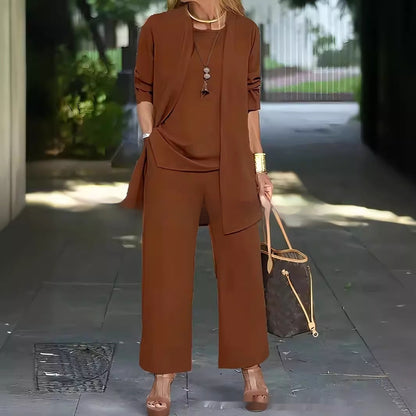 Women's 3-Piece Set: Vest, Long Cardigan and Wide-Leg Pants (photo 19)