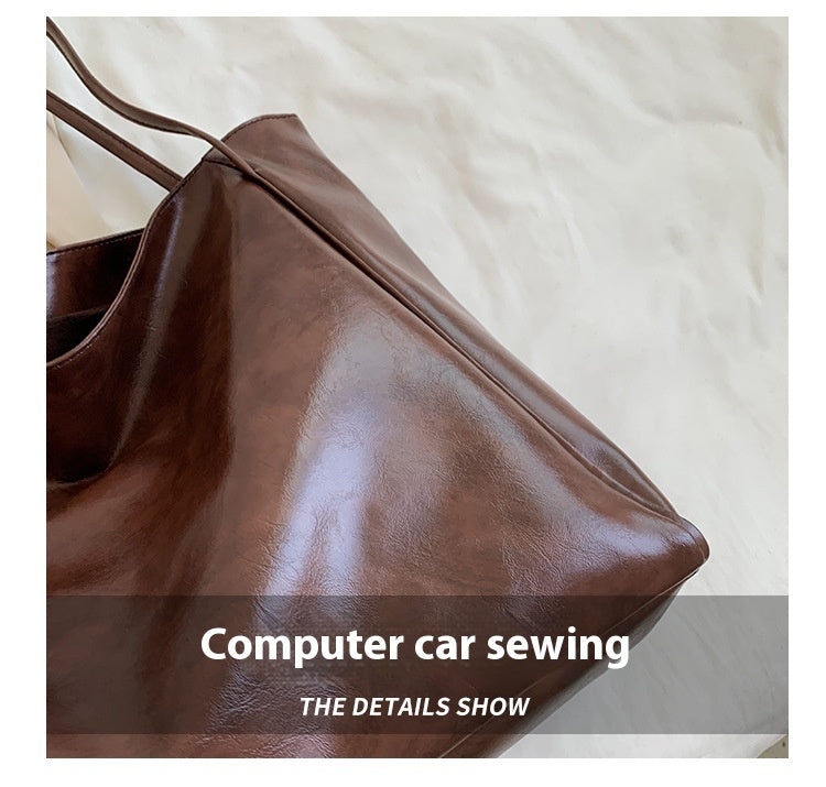 Women's Vintage PU Leather Tote Shoulder Bag (photo 18)