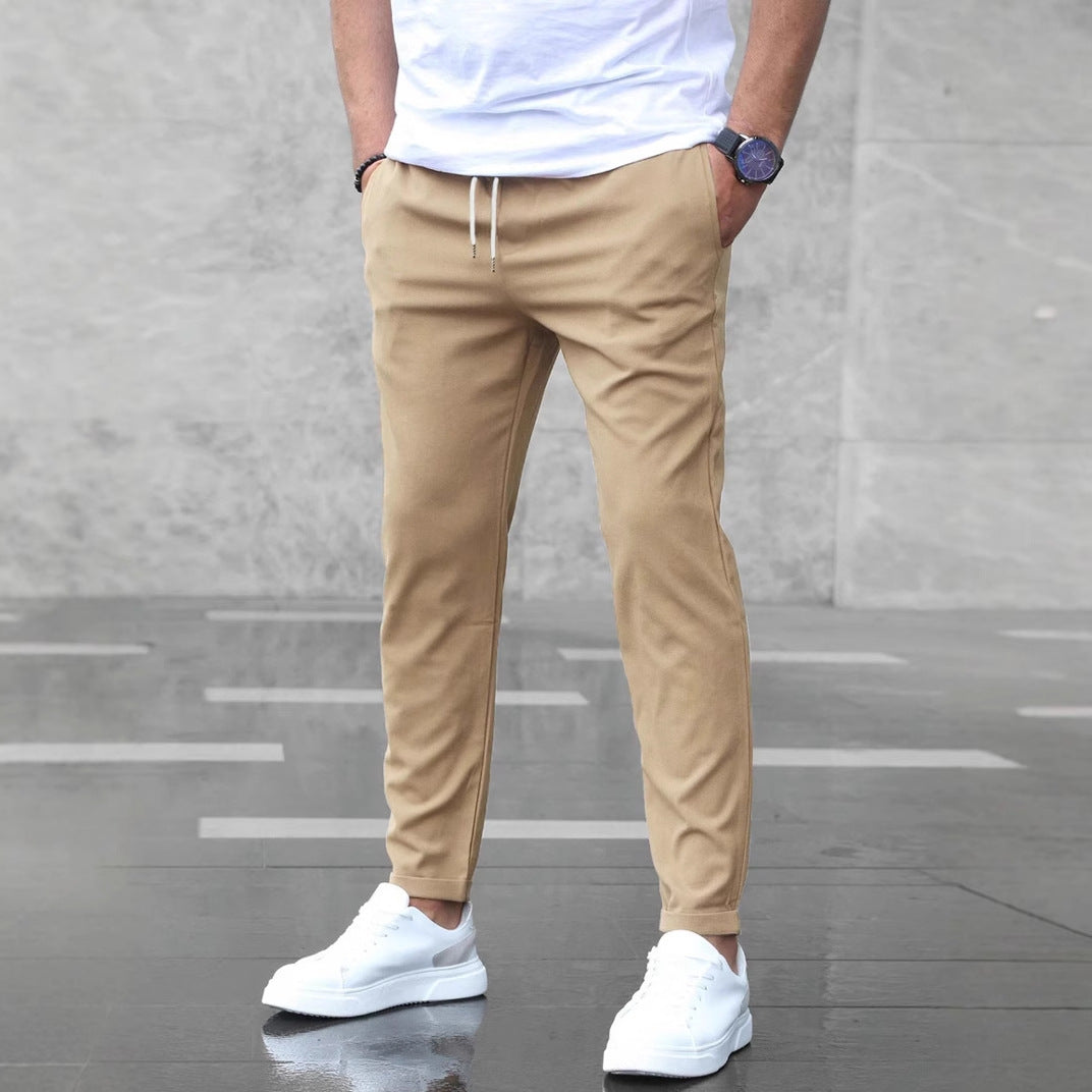 Men's Slim Drawstring Pants with Pockets (photo 2)