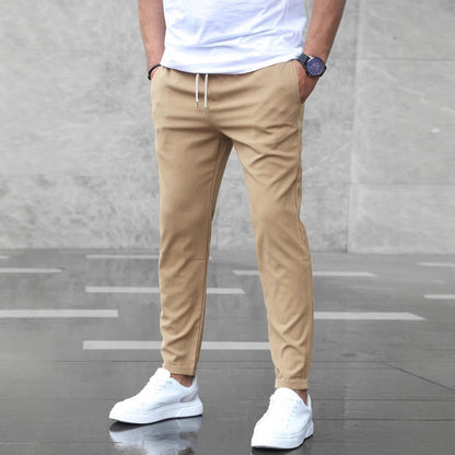 Men's Slim Drawstring Pants with Pockets (photo 2)