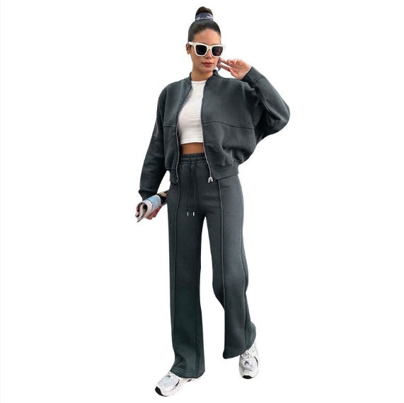 Women's Zip Jacket and Wide-Leg Pants Sports Set (photo 14)