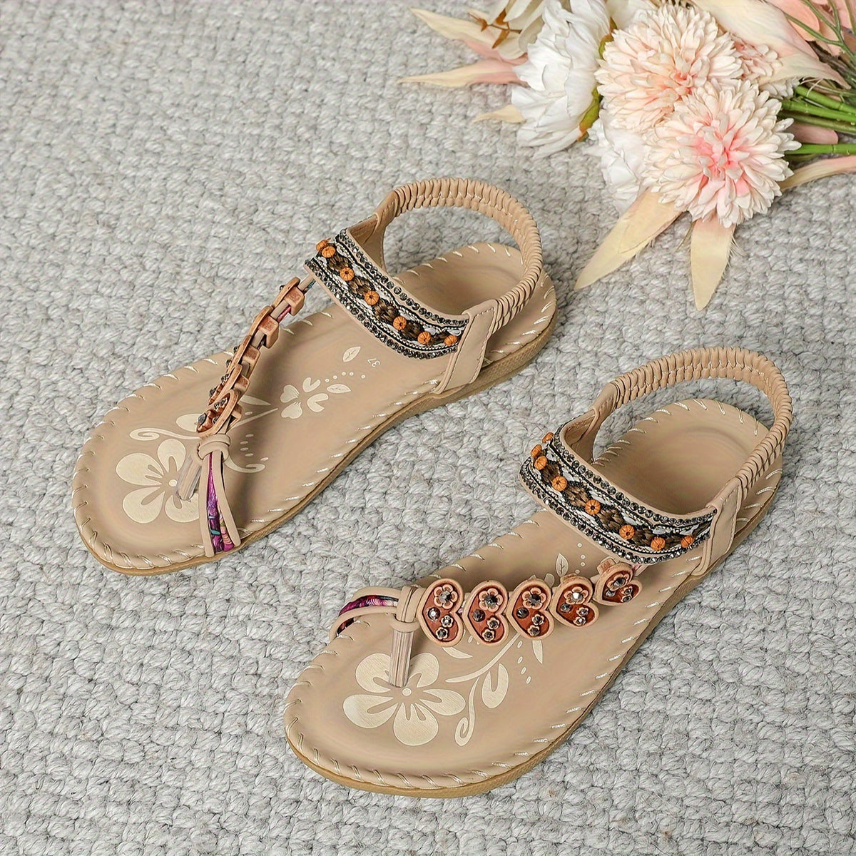 Women's Boho Floral Thong Sandals (photo 9)