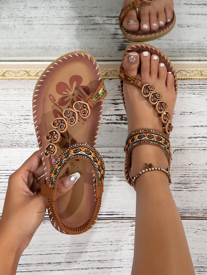 Women's Boho Floral Thong Sandals (photo 7)