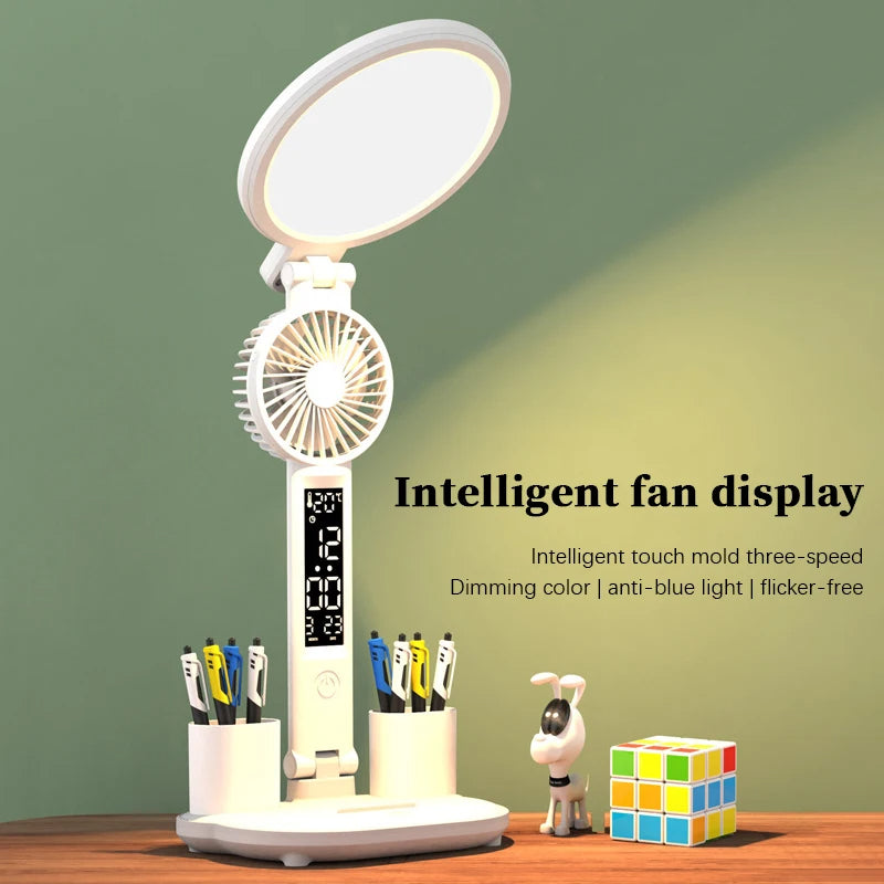 Rechargeable LED Desk Lamp with Clock