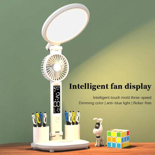 Rechargeable LED Desk Lamp with Clock