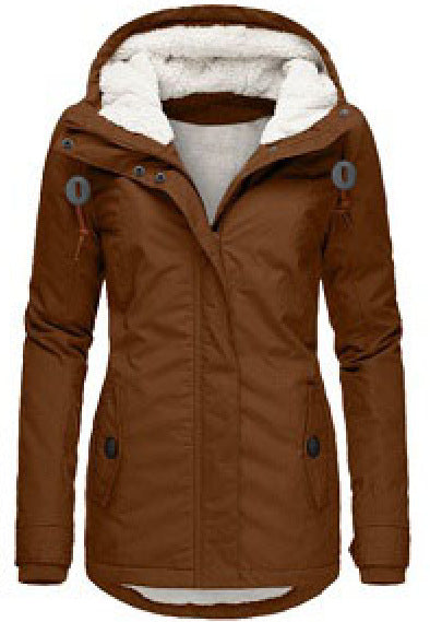 Women's Hooded Fleece Zip Jacket with Buckle (photo 13)