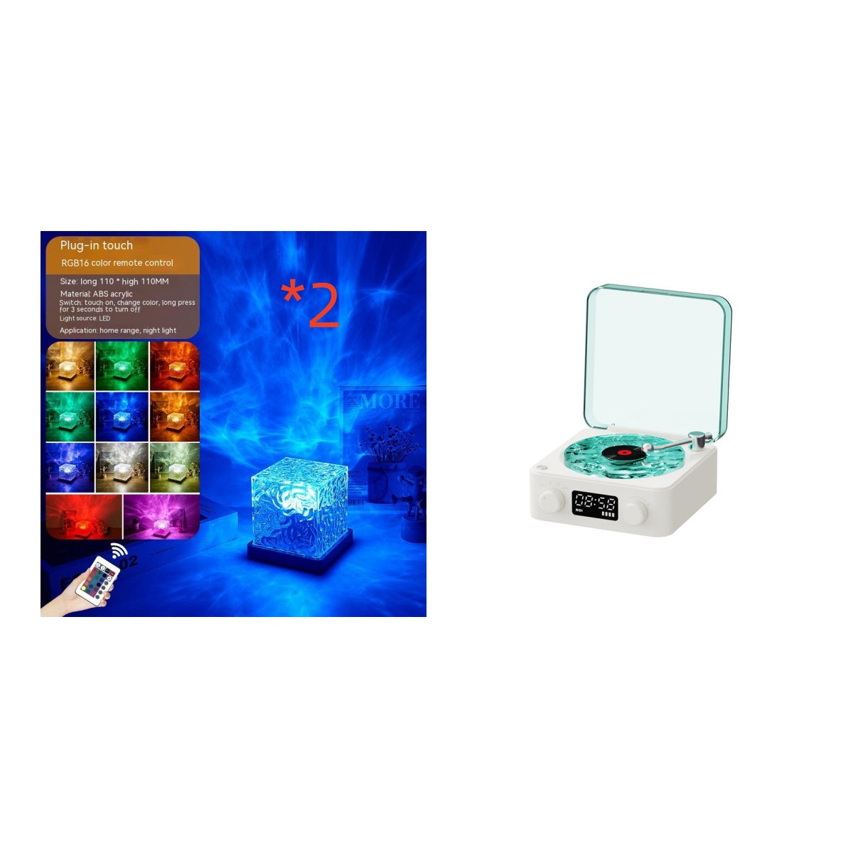 Retro Turntable-Style Bluetooth Speaker with Nature Sounds and Light (photo 30)