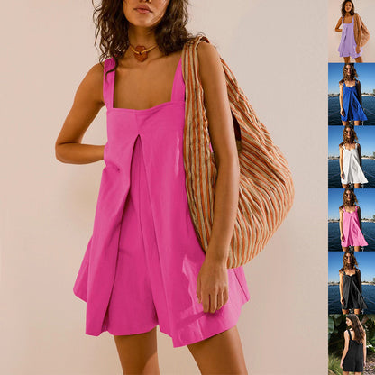Women's Square-Neck Strappy Romper