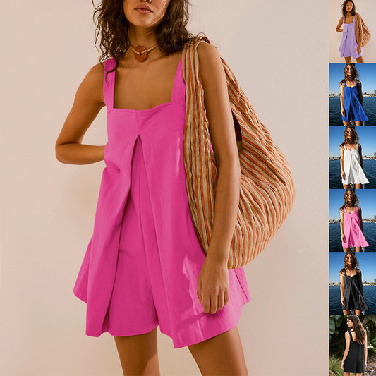 Women's Square-Neck Strappy Romper