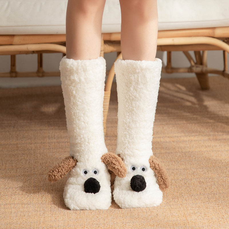 Women's Cartoon Dog Plush Floor Socks (photo 6)