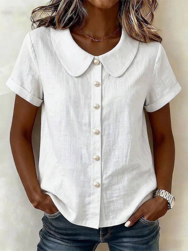 Women's Short-Sleeve Loose Casual Shirt (photo 7)