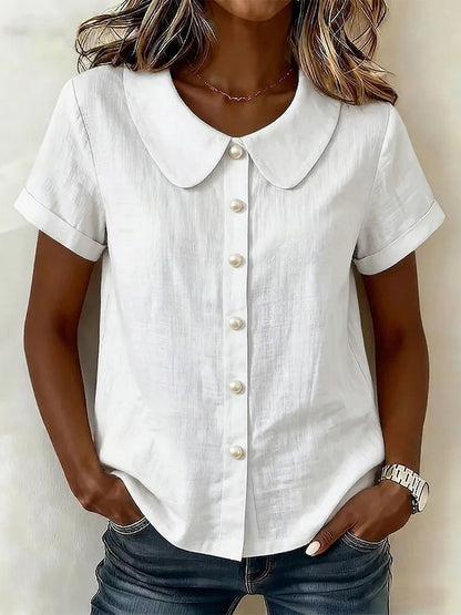 Women's Short-Sleeve Loose Casual Shirt (photo 7)