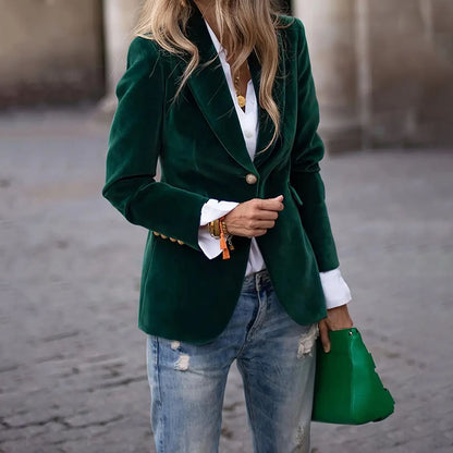 Women's Slim-Fit Velvet Blazer (photo 9)