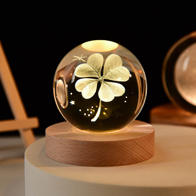 Wood Base Crystal Ball Night Lamp (photo 8)