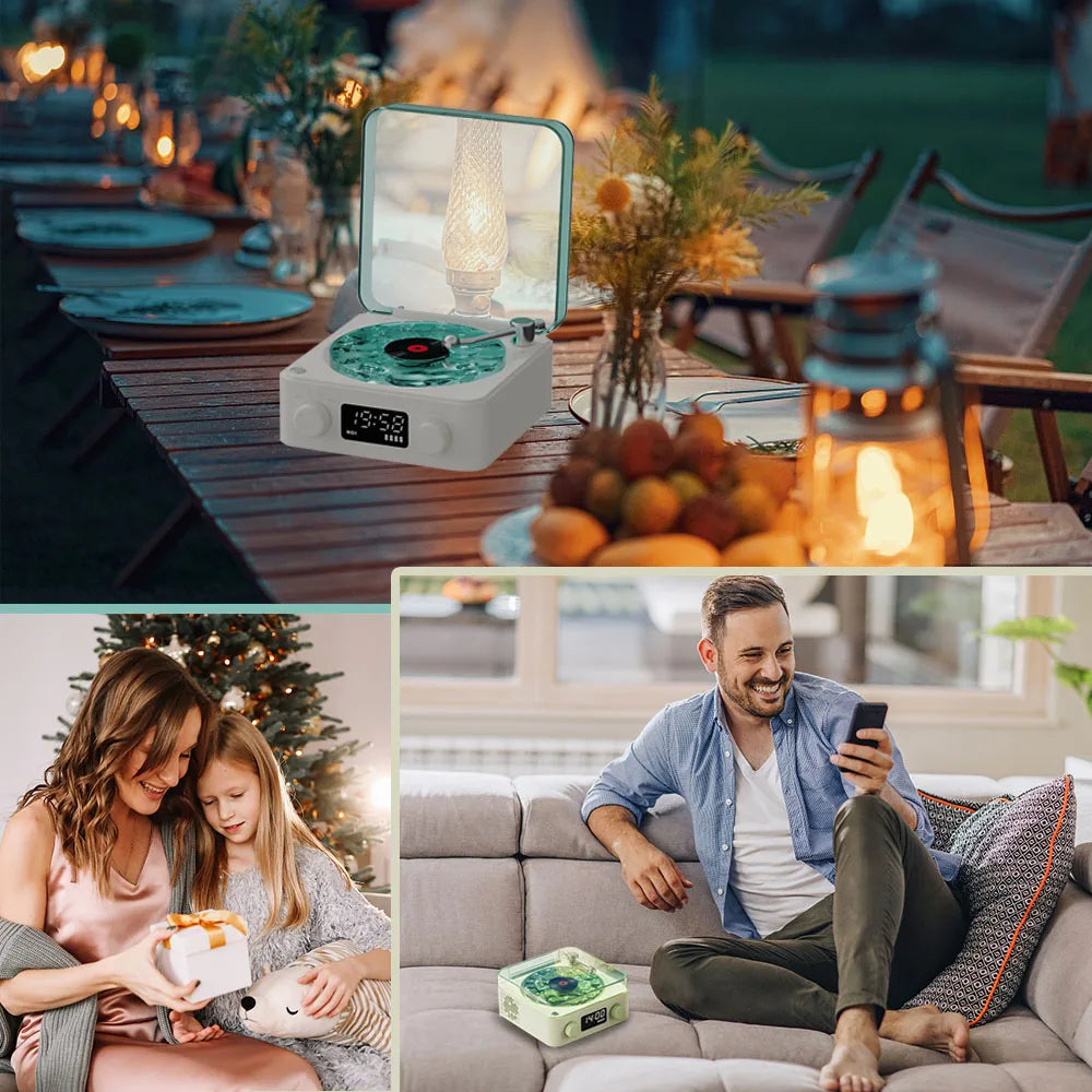 Retro Turntable-Style Bluetooth Speaker with Nature Sounds and Light (photo 4)