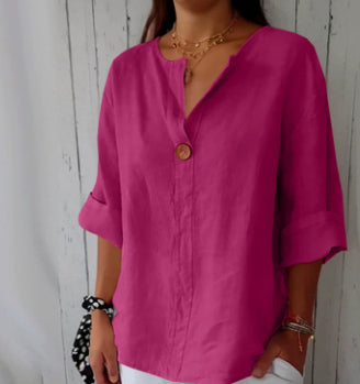 Women's V-Neck Long-Sleeve Button Top (photo 12)