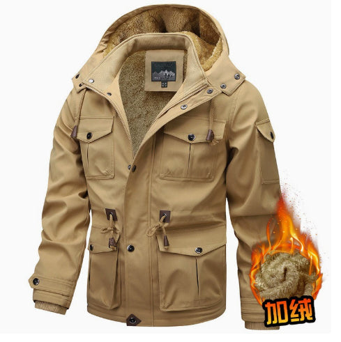 Men's Cargo Winter Jacket with Detachable Hood (photo 12)