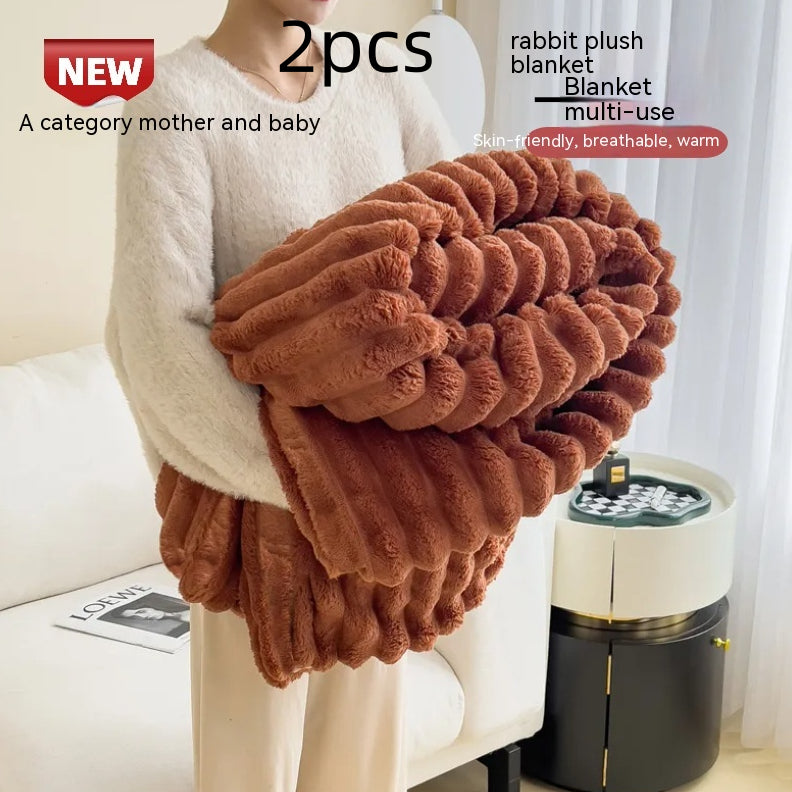 Double-Sided Bubble Velvet Faux Fur Blanket (photo 15)