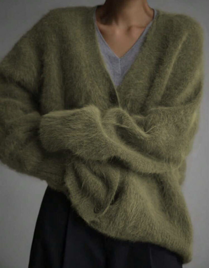 Women's Loose V-Neck Button Knit Cardigan (photo 19)