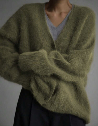 Women's Loose V-Neck Button Knit Cardigan (photo 19)