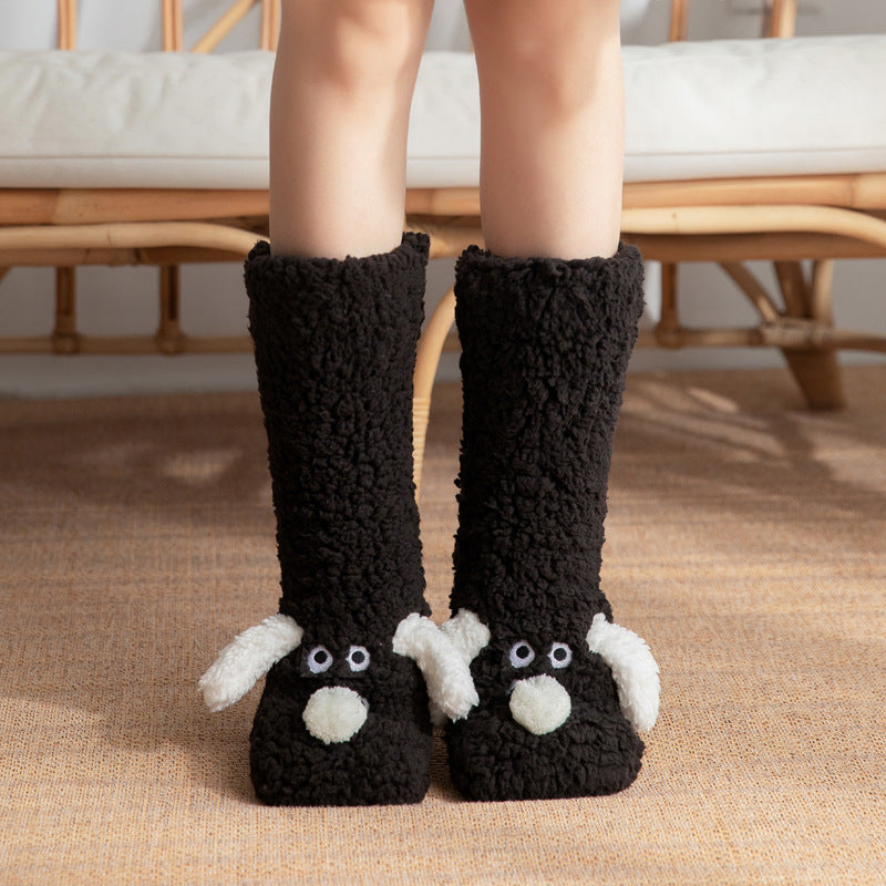 Women's Cartoon Dog Plush Floor Socks (photo 5)