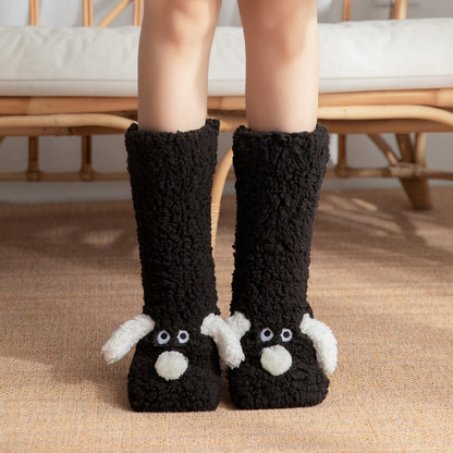 Women's Cartoon Dog Plush Floor Socks (photo 5)