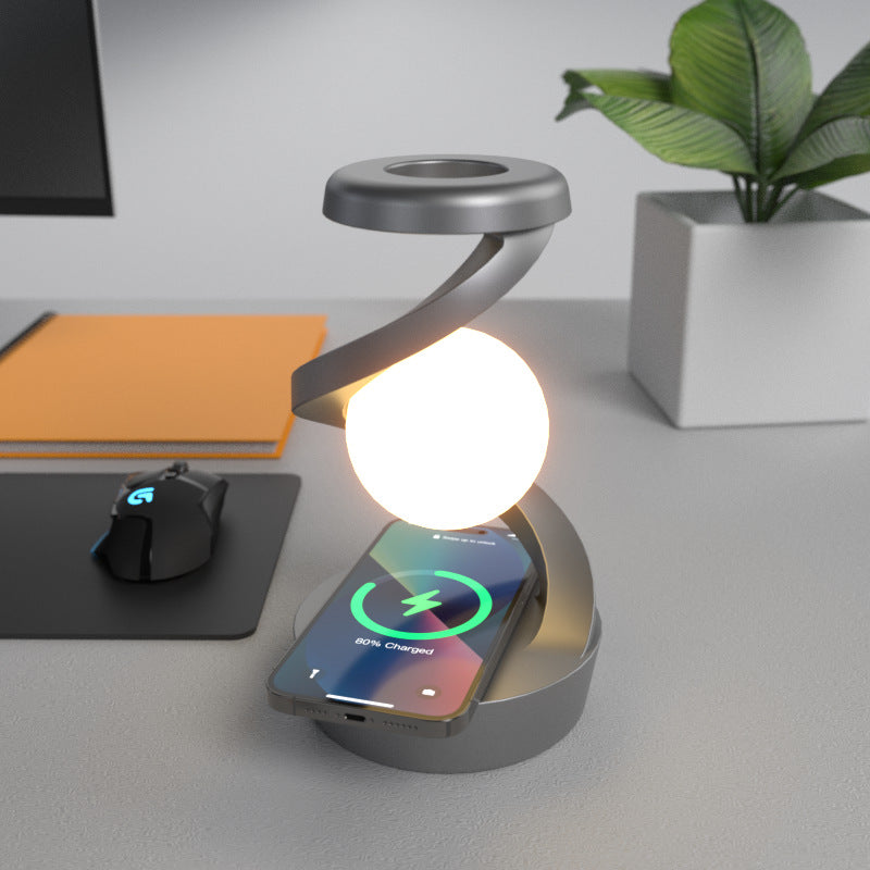 Rotating Moon Desk Lamp with Optional Wireless Charger (photo 2)