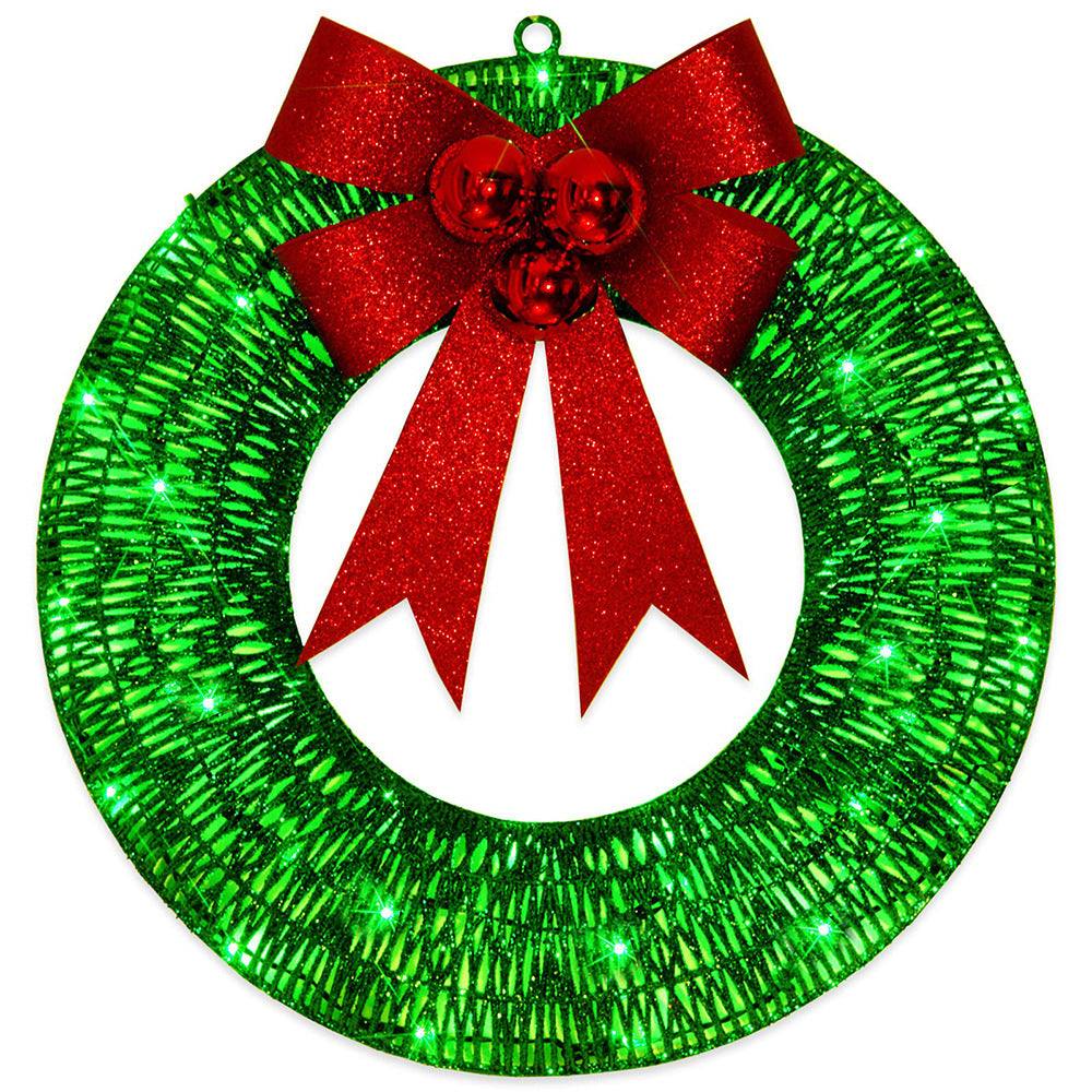 Battery LED Tinsel Christmas Wreath with Bow, 50 cm (photo 8)