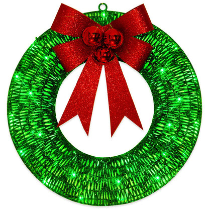 Battery LED Tinsel Christmas Wreath with Bow, 50 cm (photo 8)