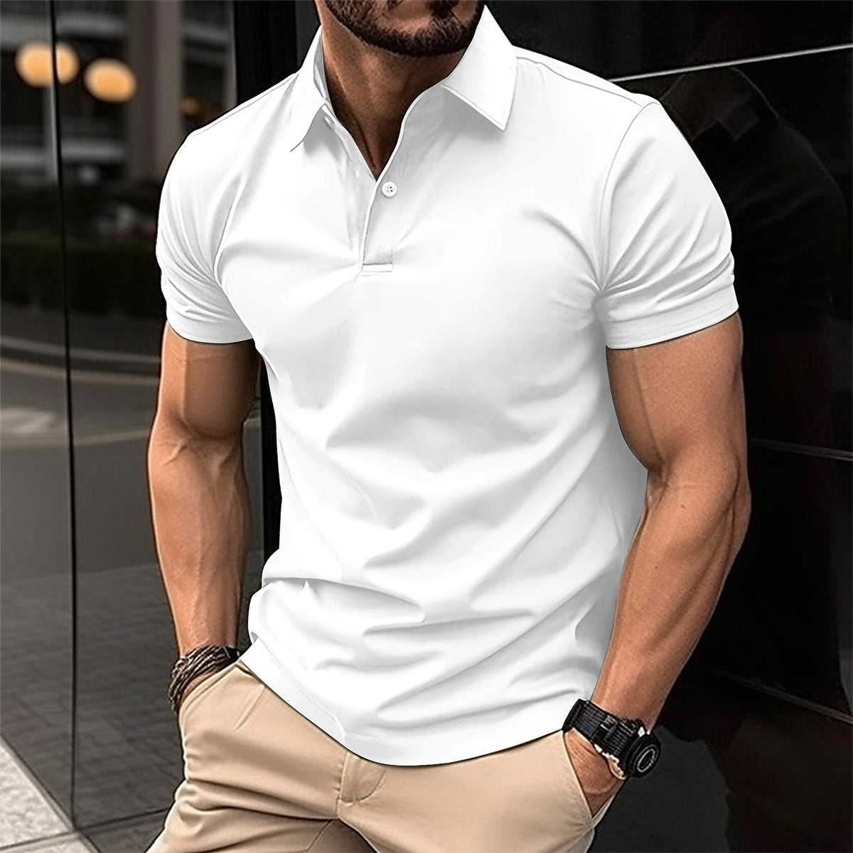 Men's Solid Short-Sleeve Polo Shirt (photo 3)