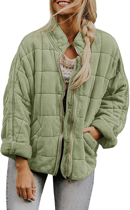 Women's Zip-Up Stand-Collar Jacket with Pockets (photo 4)