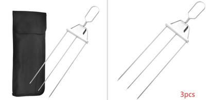 3-Prong Stainless Steel BBQ Skewer Forks (photo 13)