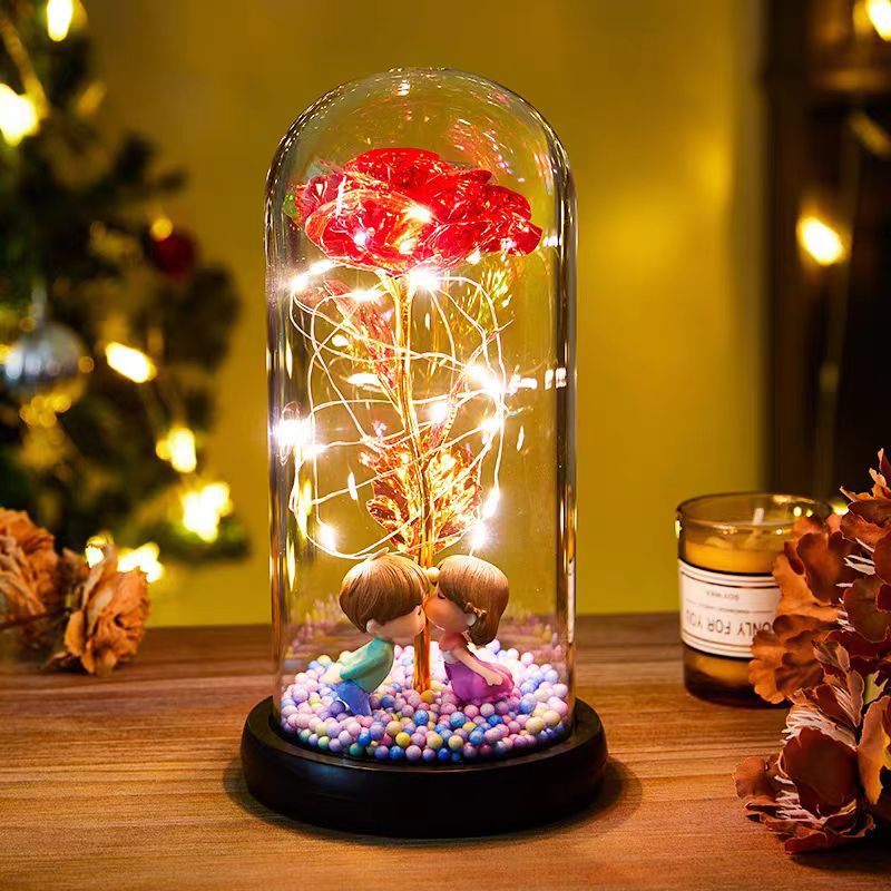 Foil Rose LED Light in Glass Dome, 22 x 11 cm (photo 6)