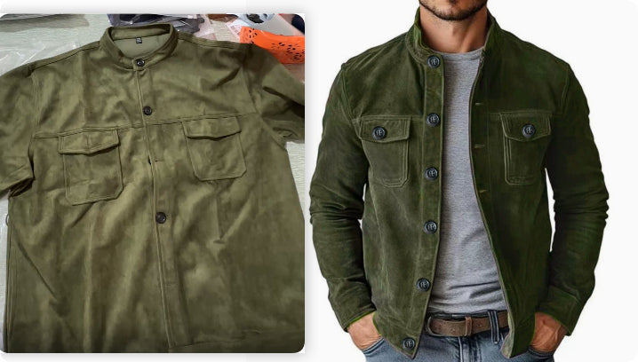 Men's Vintage Faux Suede Single-Breasted Jacket (photo 8)