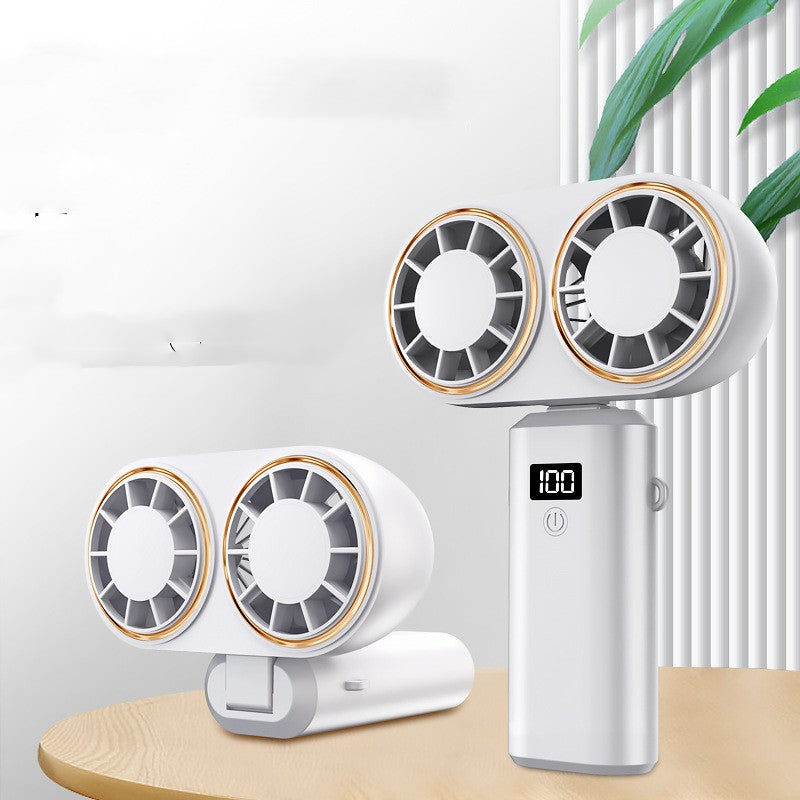 Foldable USB Rechargeable Neck and Handheld Fan with Display (photo 5)