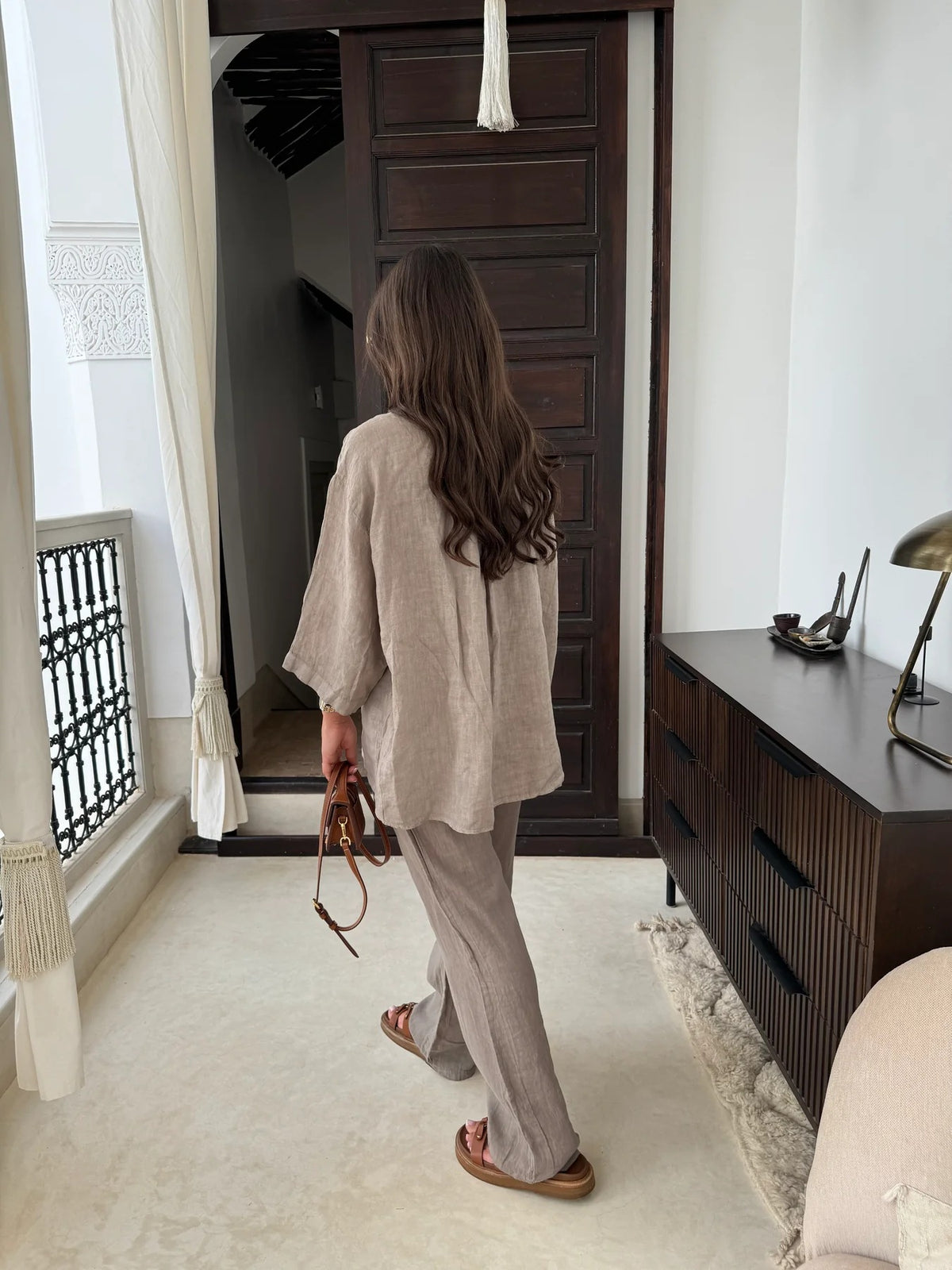 Women's Long-Sleeve Pocket Shirt and Wide-Leg Pants Set (photo 18)