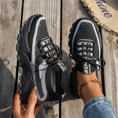 Women's Knit Mesh Lace-Up Sneakers (photo 2)