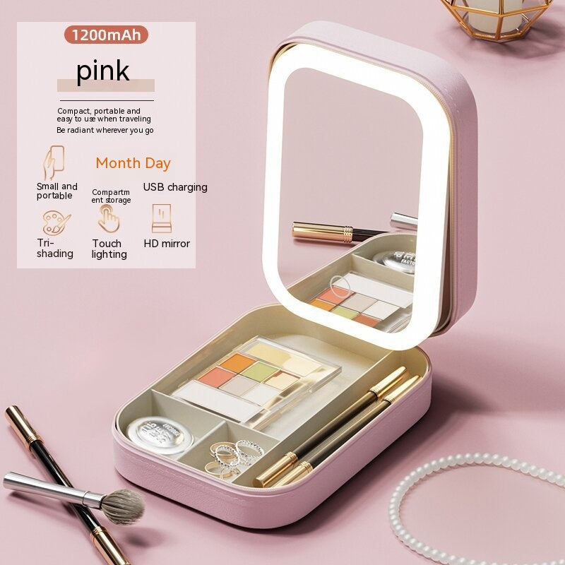 Portable Makeup Storage Case with LED Mirror (photo 3)