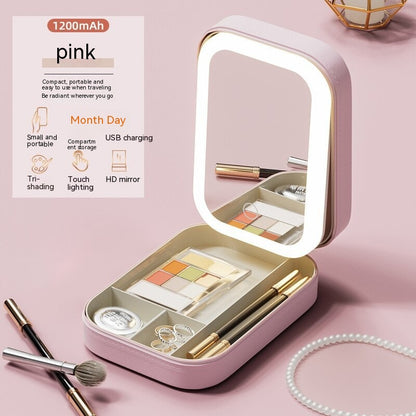 Portable Makeup Storage Case with LED Mirror (photo 3)