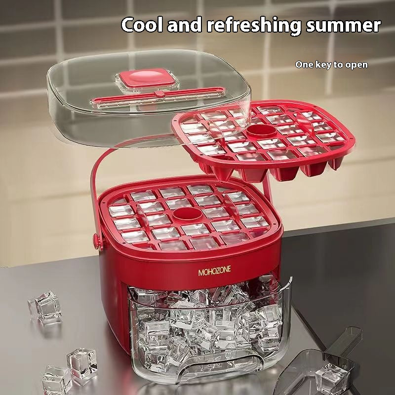 Press-Release Ice Cube Tray with Bin and Lid, 24 or 48 Cubes (photo 3)