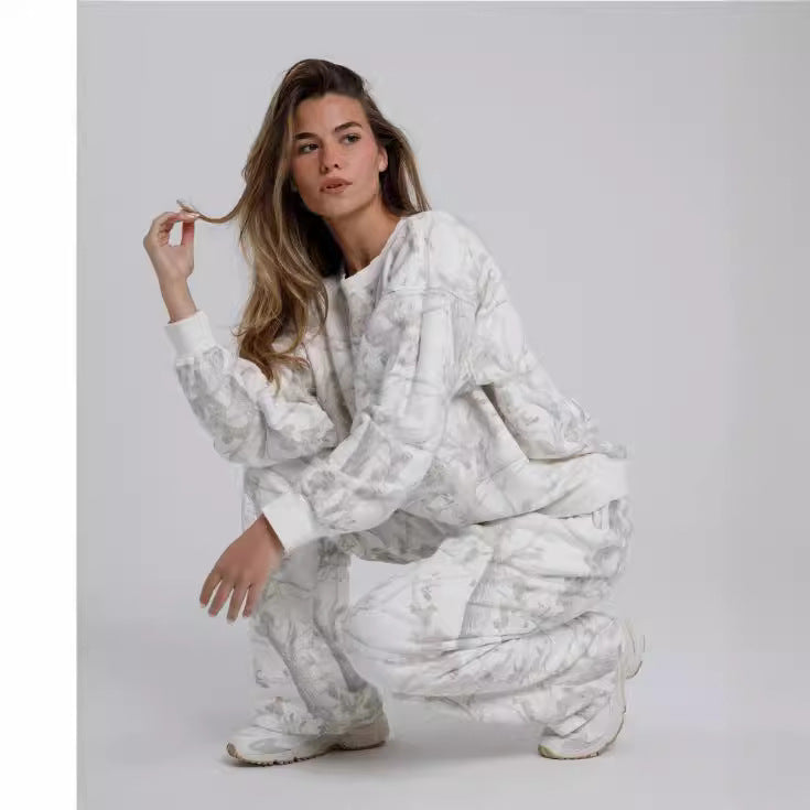 Women's Camo Leaf Print Hoodie and Pants Set (photo 5)