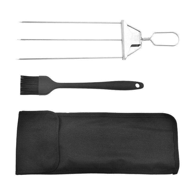 3-Prong Stainless Steel BBQ Skewer Forks (photo 6)