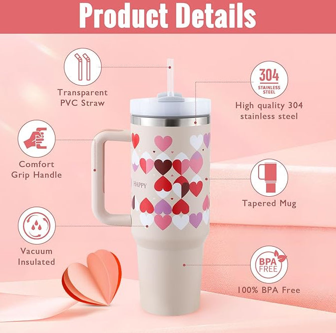 40 oz Insulated Stainless Steel Tumbler with Handle, Lid and Straw (photo 4)