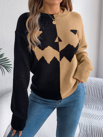 Women's Halloween Ghost Knit Sweater (photo 7)