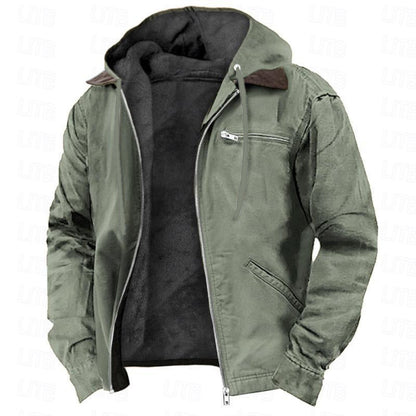 Men's Hooded Fleece Zip-Up Long Jacket (photo 10)