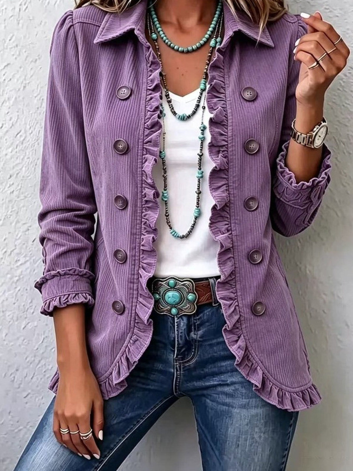 Women's Ruffled Button-Front Knit Cardigan (photo 21)